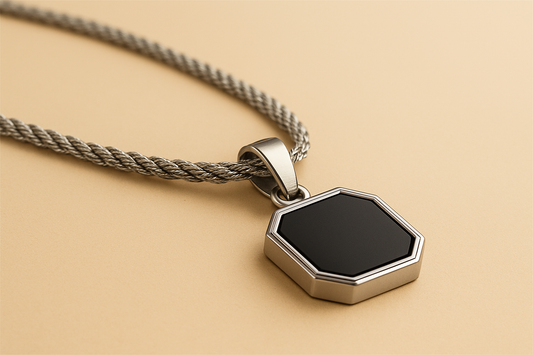 Valenzi Onyx pendant with rope chain 2mm