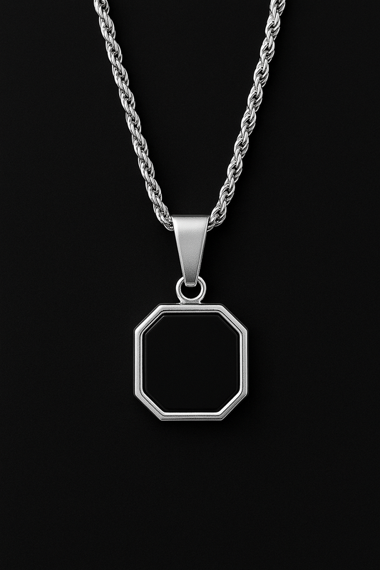 Valenzi Onyx pendant with rope chain 2mm