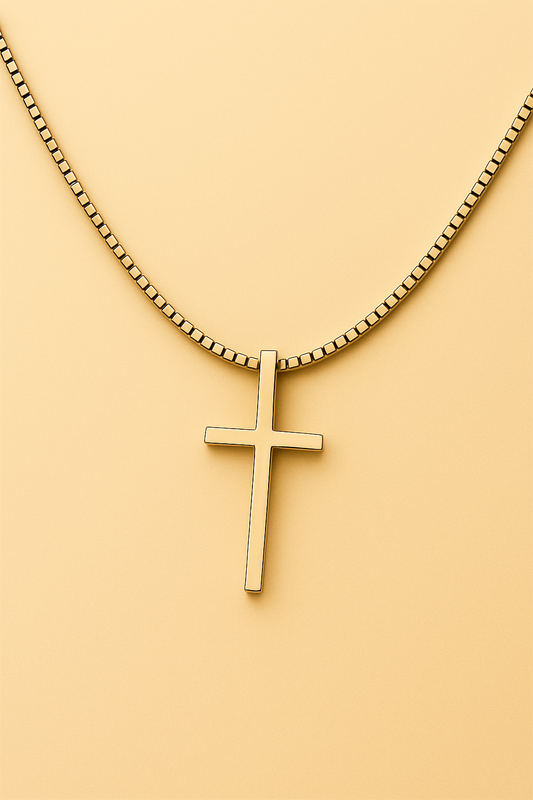 Silver Cross pendant with box chain